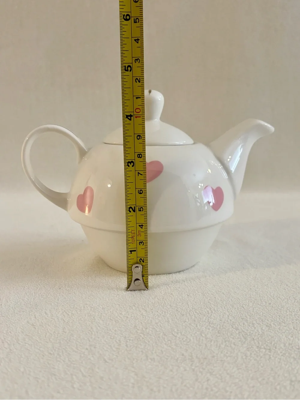 Skinnydip London Pink Hearts Ceramic Teapot Gold Trim